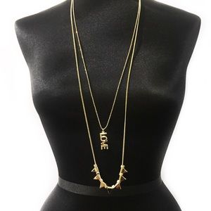 BCBGENERATION NECKLACE PENDANT STUDDED LOVE GOLD